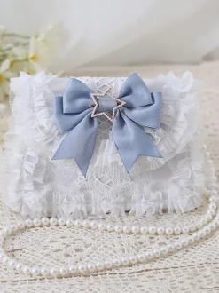 Sweet Lolita Bag Baby Blue PU Leather Bows Lace Embellishment PU Leather Cross-body Bag Lolita Accessories