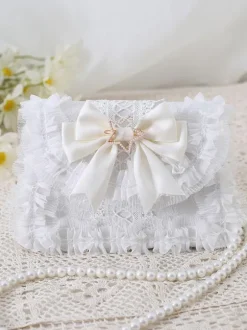 Sweet Lolita Bag Baby Blue PU Leather Bows Lace Embellishment PU Leather Cross-body Bag Lolita Accessories