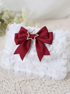 Sweet Lolita Bag Baby Blue PU Leather Bows Lace Embellishment PU Leather Cross-body Bag Lolita Accessories