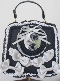 Sweet Lolita Bag Light Green PU Leather Bows Applique PU Leather Handbag Lolita Accessories