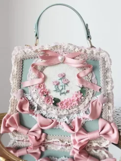 Sweet Lolita Bag Light Green PU Leather Bows Applique PU Leather Handbag Lolita Accessories