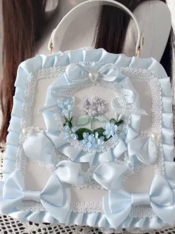 Sweet Lolita Bag Light Green PU Leather Bows Applique PU Leather Handbag Lolita Accessories