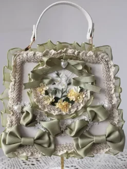 Sweet Lolita Bag Light Green PU Leather Bows Applique PU Leather Handbag Lolita Accessories