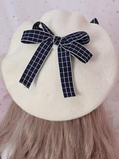 Sweet Lolita Beret Bow Floral Wool Lolita Hat