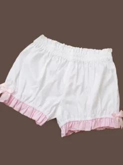 Sweet Lolita Bloomers Cotton Bow Ruffled Lolita Short Pumpkin Pants