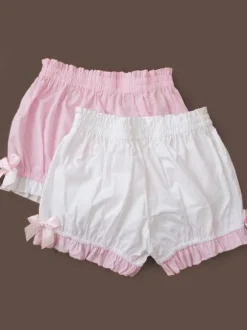 Sweet Lolita Bloomers Cotton Bow Ruffled Lolita Short Pumpkin Pants