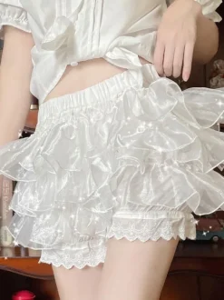 Sweet Lolita Bloomers Pink Lace Ruffles Lolita Shorts