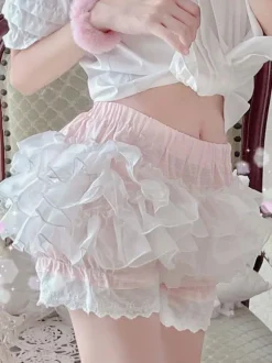 Sweet Lolita Bloomers Pink Lace Ruffles Lolita Shorts
