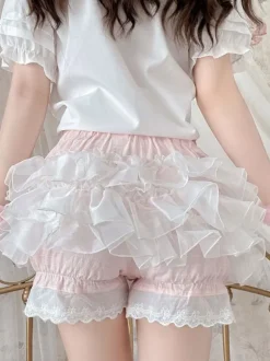 Sweet Lolita Bloomers Pink Lace Ruffles Lolita Shorts