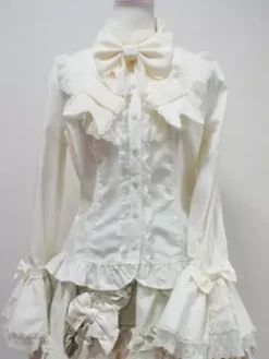 Sweet Lolita Blouse Ivory Stand Collar Long Sleeve Lolita Shirt