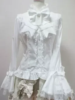 Sweet Lolita Blouse Ivory Stand Collar Long Sleeve Lolita Shirt