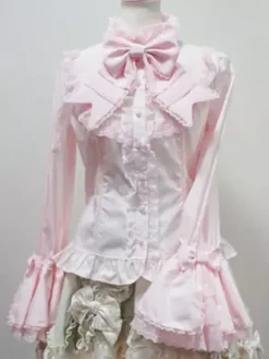 Sweet Lolita Blouse Ivory Stand Collar Long Sleeve Lolita Shirt