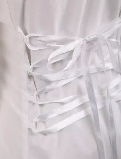 Sweet Lolita Blouse Long Sleeves White Cotton Stand Collar Bow Ruffles