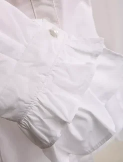 Sweet Lolita Blouse Long Sleeves White Cotton Stand Collar Bow Ruffles