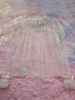 Sweet Lolita Blouses Black Long Sleeves Lolita Top Bows Ruffles Lolita Shirt