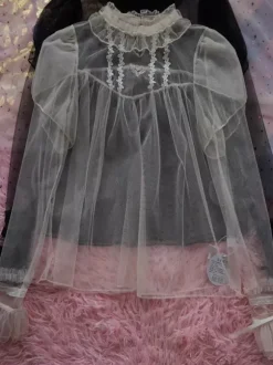 Sweet Lolita Blouses Black Long Sleeves Lolita Top Bows Ruffles Lolita Shirt
