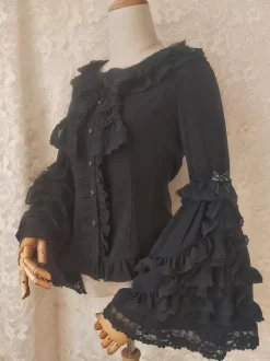 Sweet Lolita Blouses Ecru White Long Sleeves Lace Bows Lolita Top Lolita Shirt