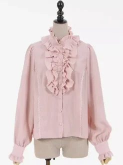 Sweet Lolita Blouses Ecru White Lolita Top Long Sleeves Ruffles Lolita Shirt
