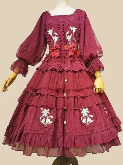 Sweet Lolita Blouses Infanta Ruffles Bows Long Sleeves Lolita Top Top Jacquard Baby Blue Lolita Shirt