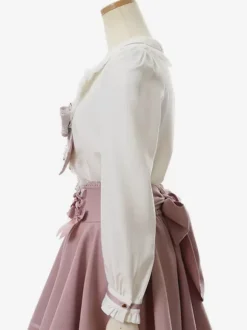 Sweet Lolita Blouses Lace Bows Long Sleeves Blouse Lolita Top Pink Lolita Shirt