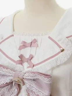 Sweet Lolita Blouses Lace Bows Long Sleeves Blouse Lolita Top Pink Lolita Shirt