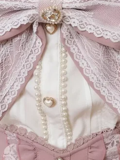 Sweet Lolita Blouses Lace Bows Long Sleeves Blouse Lolita Top Pink Lolita Shirt