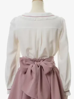 Sweet Lolita Blouses Lace Bows Long Sleeves Blouse Lolita Top Pink Lolita Shirt