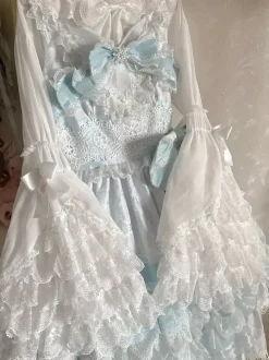 Sweet Lolita Blouses Lolita Top Ruffles Bows Long Sleeves Blouse Ecru White Lolita Shirt