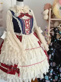 Sweet Lolita Blouses Lolita Top Ruffles Bows Long Sleeves Blouse Ecru White Lolita Shirt