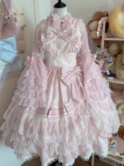 Sweet Lolita Blouses Lolita Top Ruffles Bows Long Sleeves Blouse Ecru White Lolita Shirt