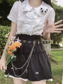 Sweet Lolita Blouses Lolita Top Ruffles Short Sleeves Blouse White Lolita Shirt