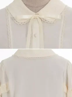 Sweet Lolita Blouses Lolita Top Bows Ruffles Half Sleeves Blouse White Lolita Shirt