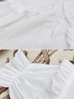 Sweet Lolita Blouses Ruffles Lolita Top Long Sleeves Blouse White Lolita Shirt
