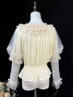 Sweet Lolita Blouses Ruffles Long Sleeves Lolita Top Blouse White Lolita Shirt