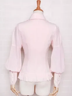Sweet Lolita Blouses Ruffles Lace Long Sleeves Pink Lolita Top Lolita Shirt