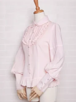 Sweet Lolita Blouses Ruffles Lace Long Sleeves Pink Lolita Top Lolita Shirt
