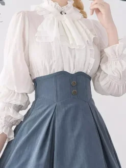 Sweet Lolita Blouses Ruffles Lolita Top Long Sleeves Blouse White Lolita Shirt