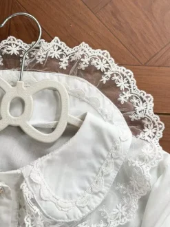 Sweet Lolita Blouses White Long Sleeves Lace Bows Lolita Top Lolita Shirt