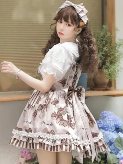 Sweet Lolita Blouses White Lolita Top Short Sleeves Ruffles Bows Bow Lolita Shirt