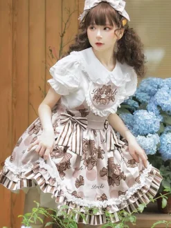 Sweet Lolita Blouses White Lolita Top Short Sleeves Ruffles Bows Bow Lolita Shirt