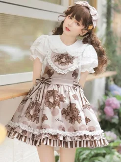Sweet Lolita Blouses White Lolita Top Short Sleeves Ruffles Bows Bow Lolita Shirt