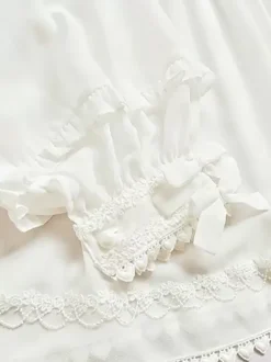 Sweet Lolita Blouses White Long Sleeves Pleated Ruffles Lolita Top Lolita Shirt