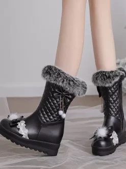 Sweet Lolita Boots PU Leather Round Toe Pink Lolita Footwear