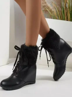 Sweet Lolita Boots PU Leather Round Toe Pink Lolita Shoes
