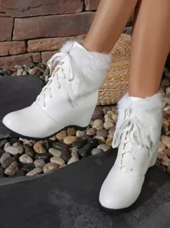 Sweet Lolita Boots PU Leather Round Toe Pink Lolita Shoes