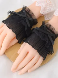 Sweet Lolita Bracelet White Accessory Pleated Polyester Fiber Bow Lace Lolita Accessories