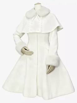 Sweet Lolita Coat Black Wool Turndown Collar Long Sleeve Slim Fit Detachable Lolita Cape Coat