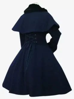 Sweet Lolita Coat Black Wool Turndown Collar Long Sleeve Slim Fit Detachable Lolita Cape Coat