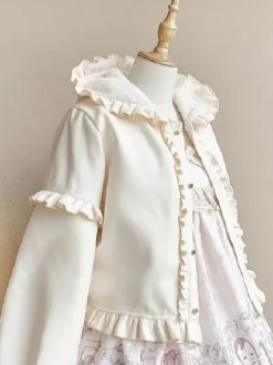 Sweet Lolita Coats Burgundy Ruffles Polyester Overcoat Coat Winter Lolita Outwears