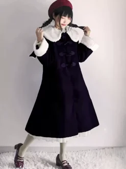 Sweet Lolita Coats Ecru White Coat Bows Overcoat Cape Polyester Winter Lolita Outwears